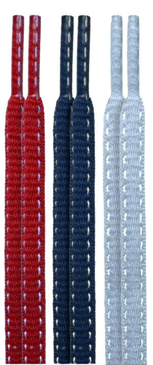 10 Seconds ® Reflexall ® Athletic Oval Laces | Red/Navy/Classic Grey Reflective Multi-Pack