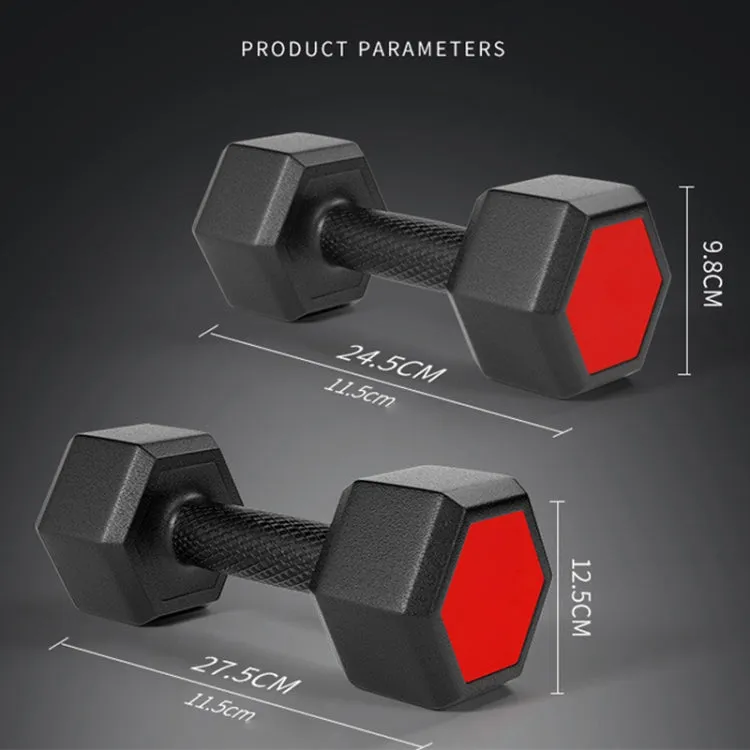 10KG A Pair Red Seal Household Glue Fitness Hexagon Dumbbells