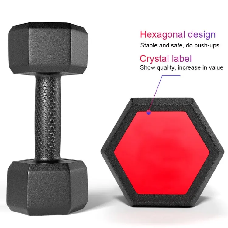 10KG A Pair Red Seal Household Glue Fitness Hexagon Dumbbells