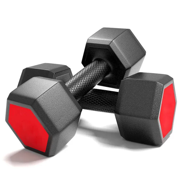 10KG A Pair Red Seal Household Glue Fitness Hexagon Dumbbells