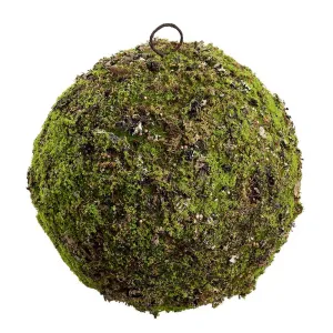 12" Moss & Lichen Ball-Shaped Artificial Topiary -Green/Brown (pack of 4)