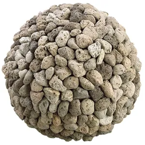 12" Rock Ball-Shaped Artificial Topiary -Tan/Gray