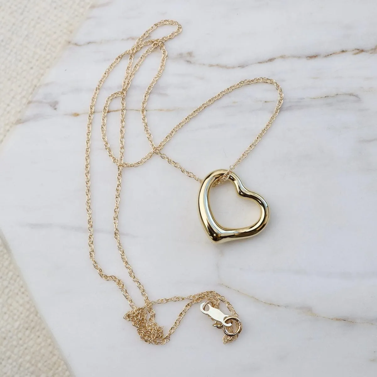 14k Open Heart Pendant Necklace