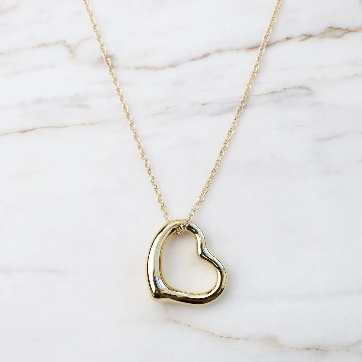 14k Open Heart Pendant Necklace