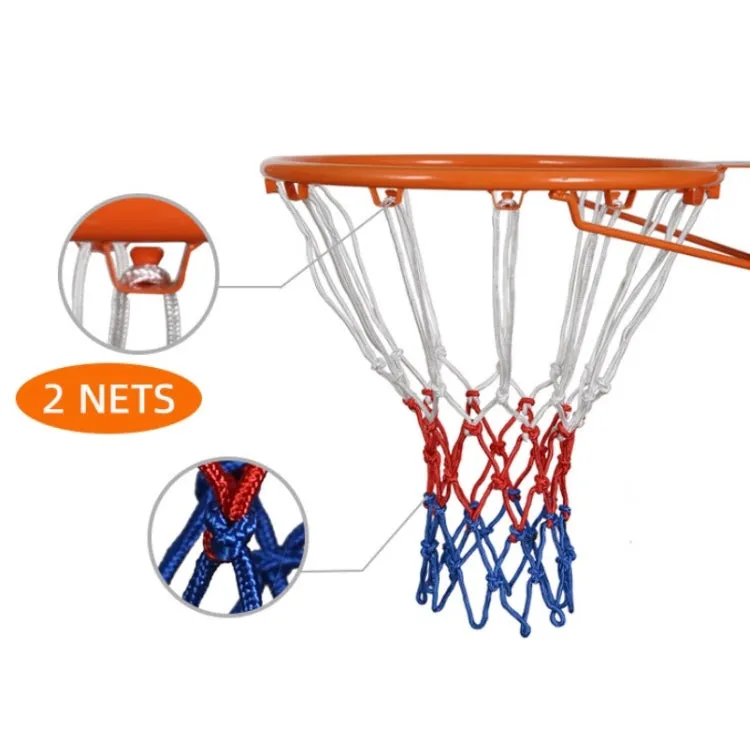 2 Pairs Outdoor Round Rope Basketball Net, Colour: 3.0mm Polyester(White Red)