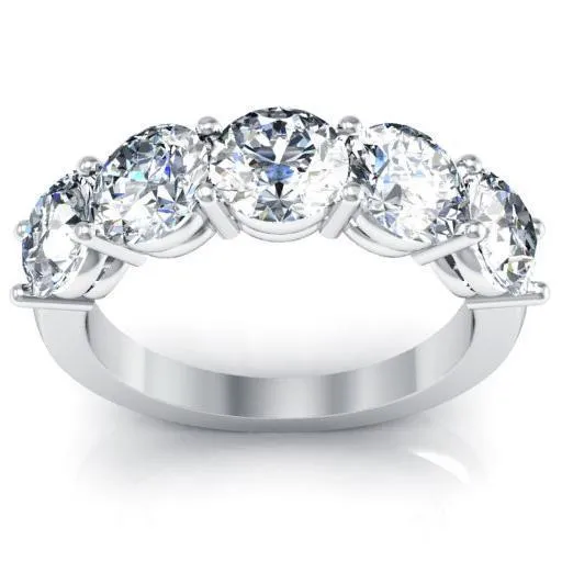 3.00cttw Shared Prong Round Lab Grown Diamond Five Stone Ring