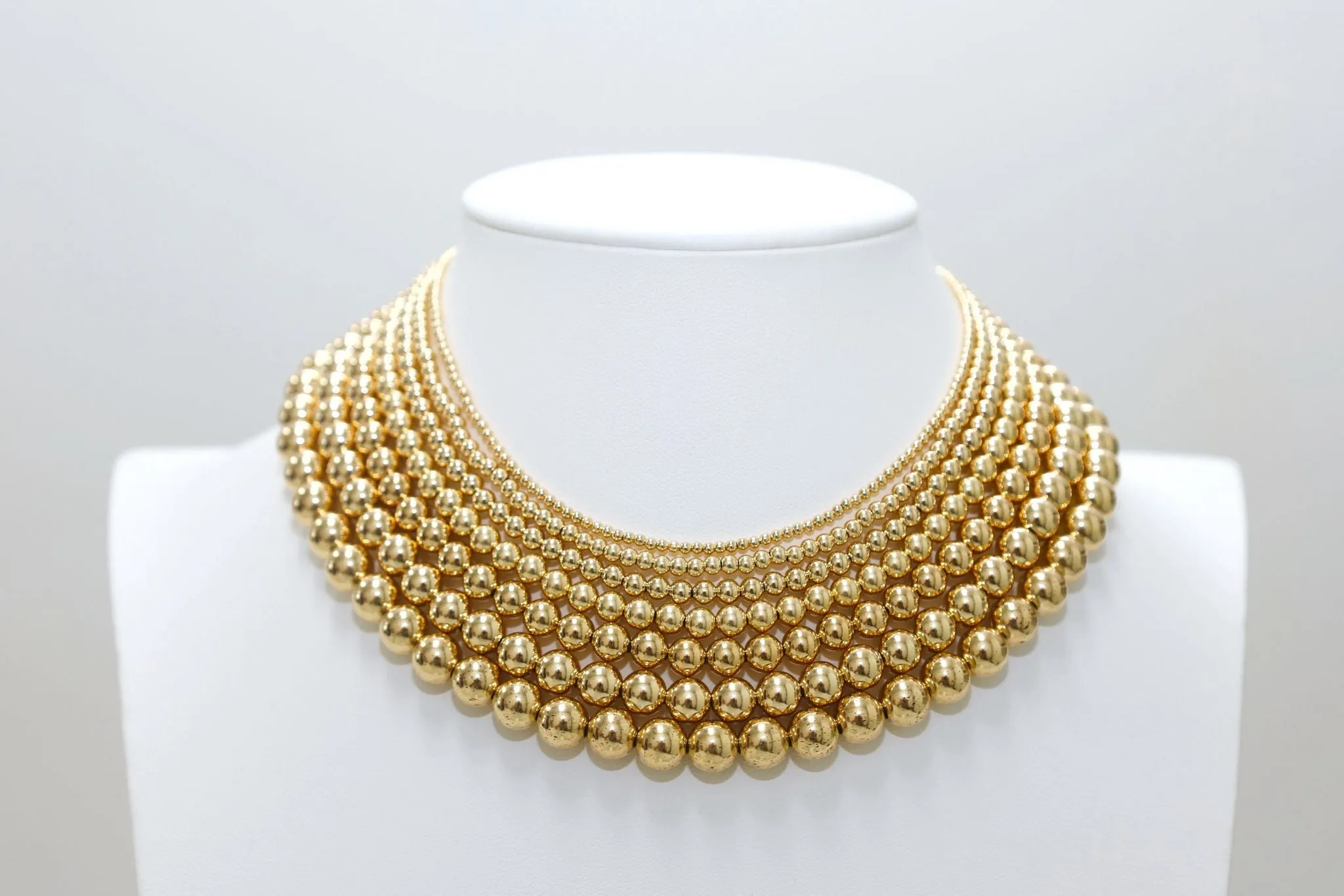 3MM 14K Gold-Filled Ball Beaded Choker/Necklace