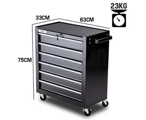 6 Drawer Black Mechanic Workshop Cabinet Bullet