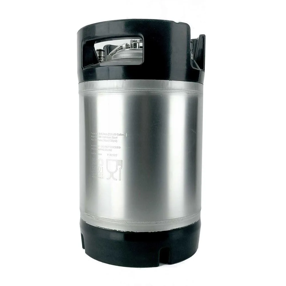 9.5L Ball Lock Keg with rubber base and handle