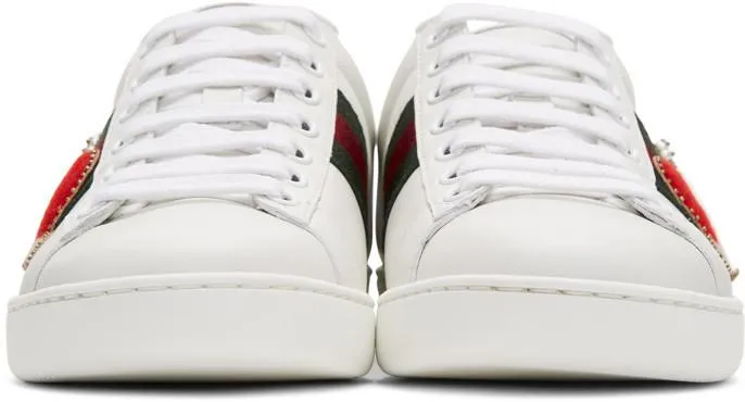 Ace Pierced Heart Leather Sneakers