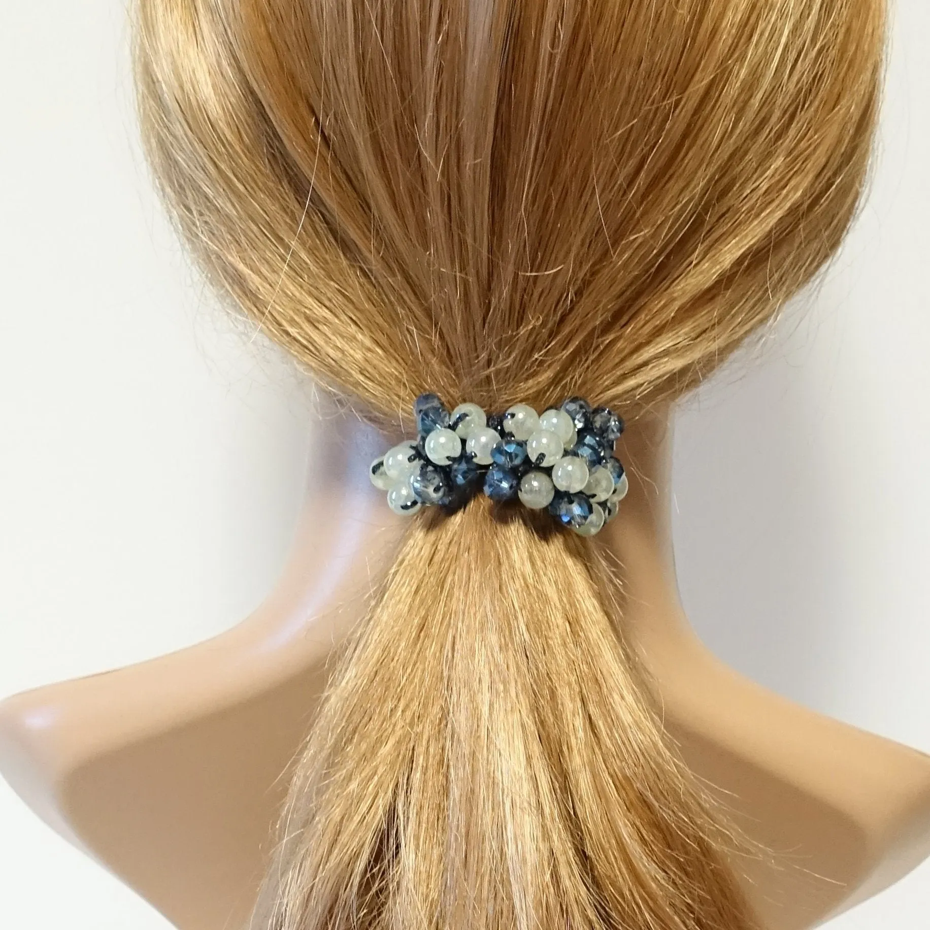 Acrylic sleek ball dazzling polyhedron ornament beaded crochet ponytail holder