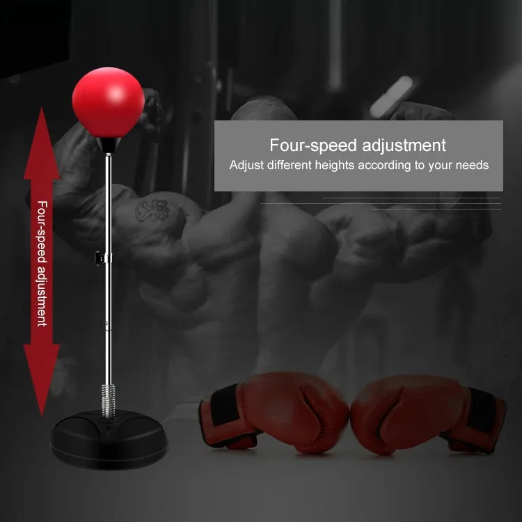 Adult Base Version Height Adjustable Vertical PU Leather Vent Ball Boxing Speed Ball Family Fitness Equipment without Gloves(Red   Black)