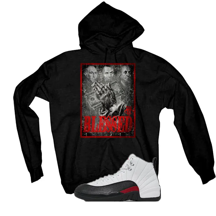 Air Jordan 12 “Red Taxi” | illcurrency Black T-Shirt (BLESSED FORTUNE)