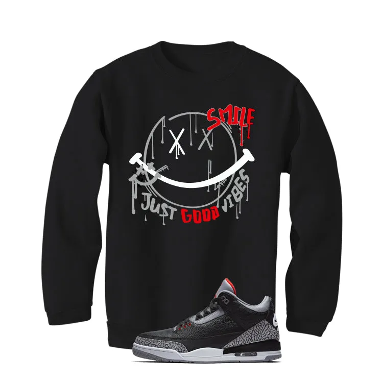 Air Jordan 3 Black Cement Black T-Shirt (Smile)| illcurrency