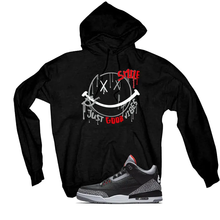 Air Jordan 3 Black Cement Black T-Shirt (Smile)| illcurrency