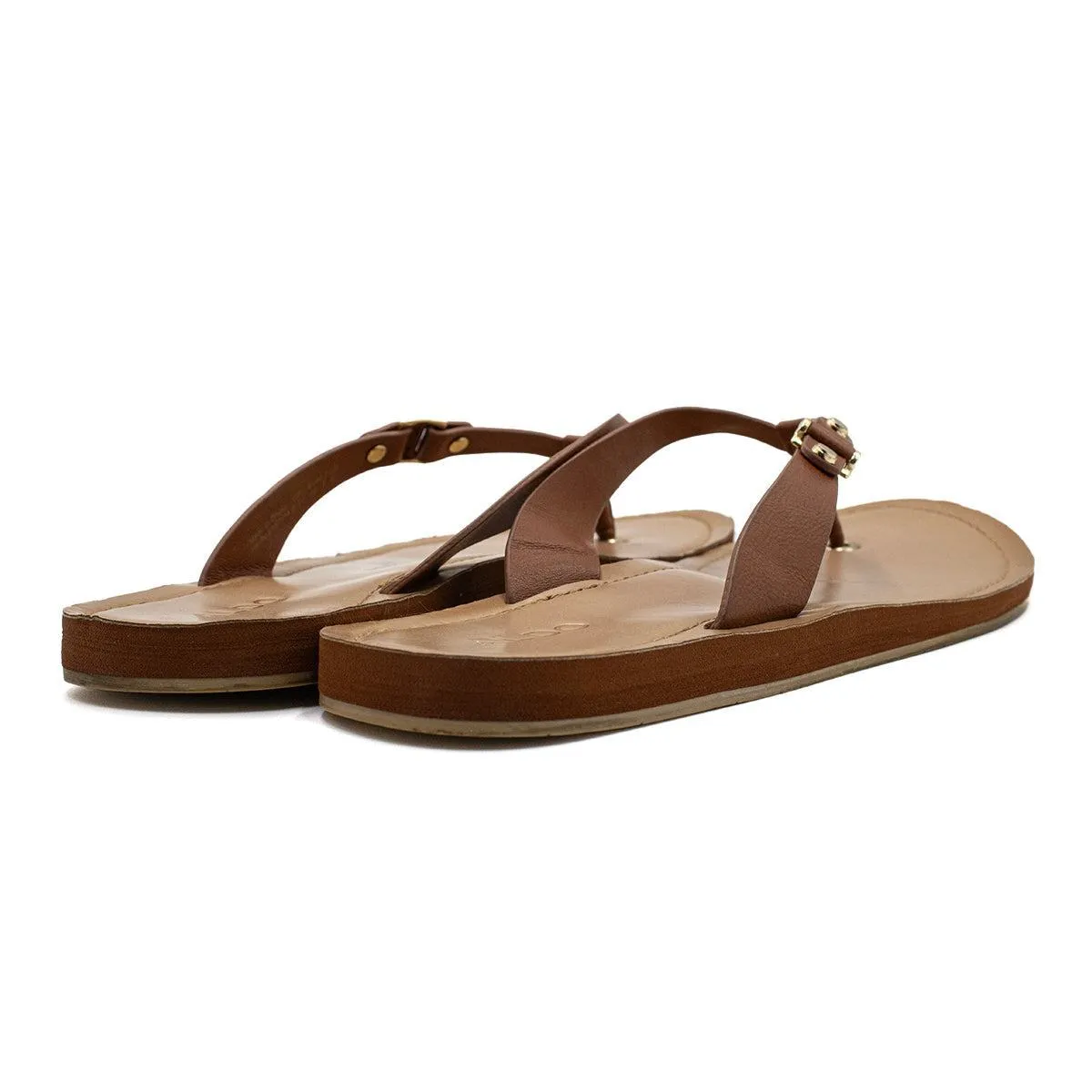 Aldo Flip Flops Leather Brown Colour For Women