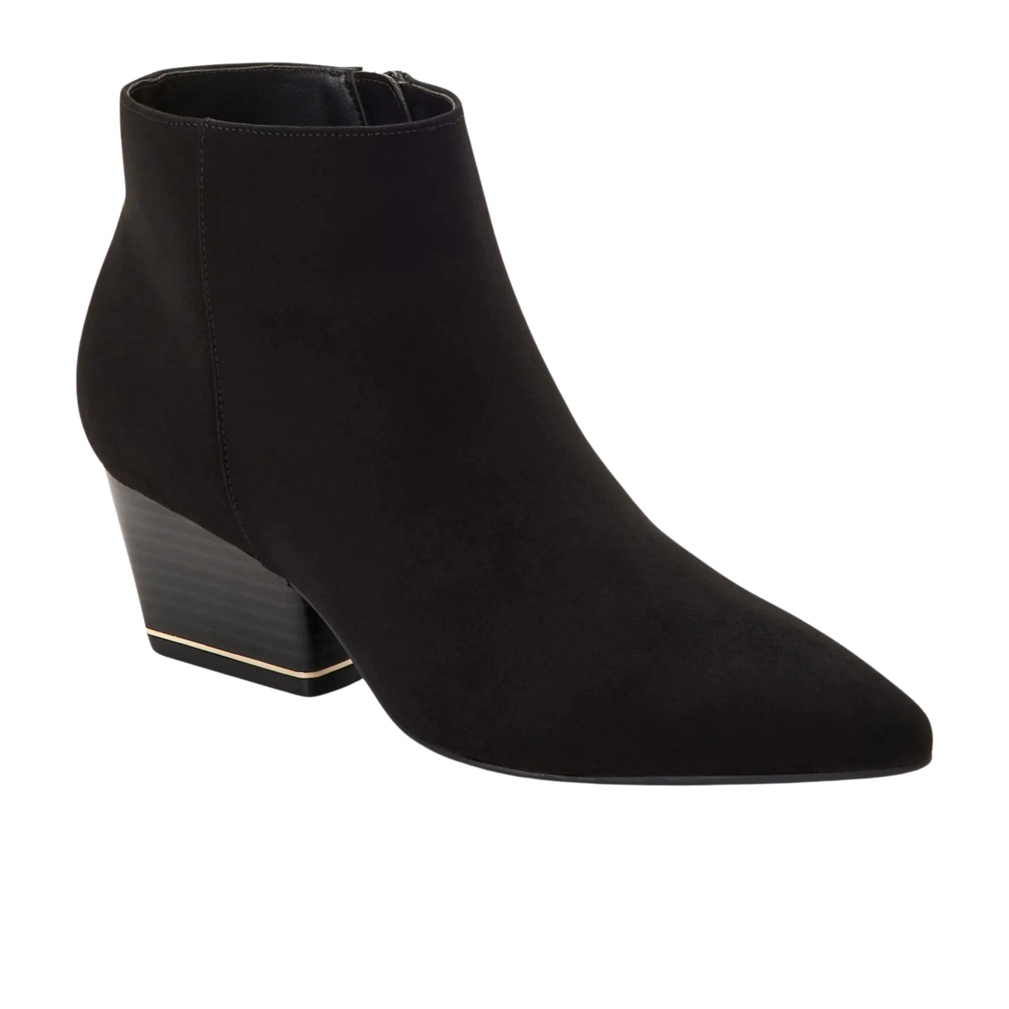 ALFANI - Pointed Toe Stacked Heel Zip-up Boots