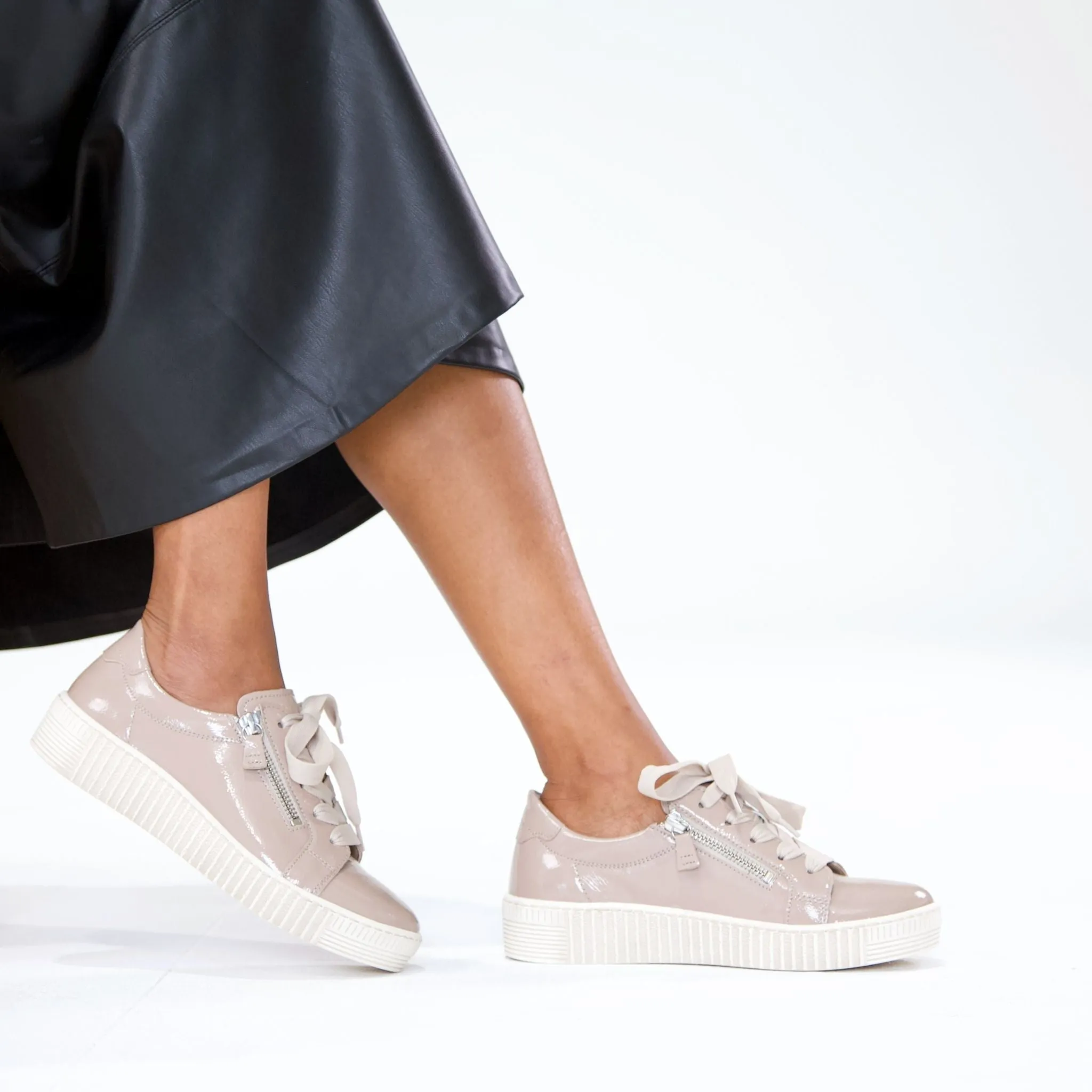 Amelia Nude Patent Sneakers