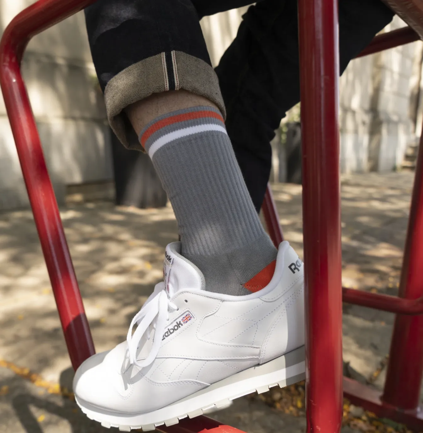 American Trench | Kennedy Luxe Athletic Sock | Grey w/ Orange