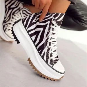 Amozae-  Sneaker Shoes For Women 2024 Zebra Platform Canvas Shoes Fashion Woman Sport Casual Vulcanized Shoes Female Chaussure Femme