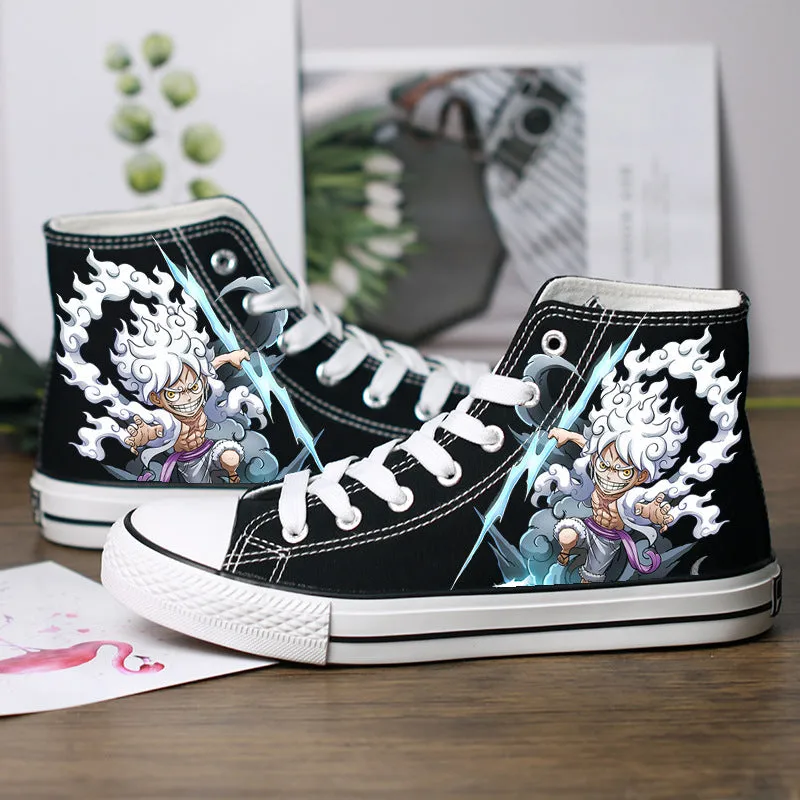 Anime Cartoon Gear 5 Luffy High Top Casual Canvas Shoes