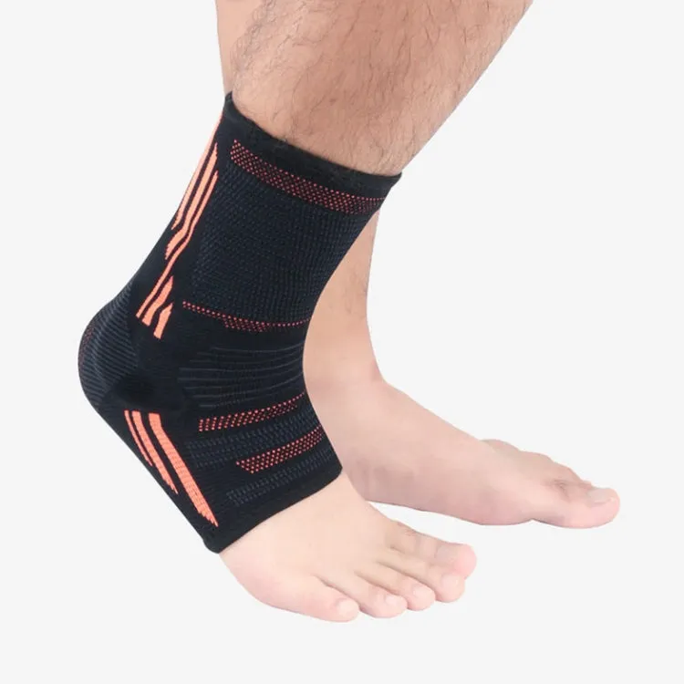 Anti-Sprain Silicone Ankle Support Basketball Football Hiking Fitness Sports Protective Gear, Size: XL (Black Orange)