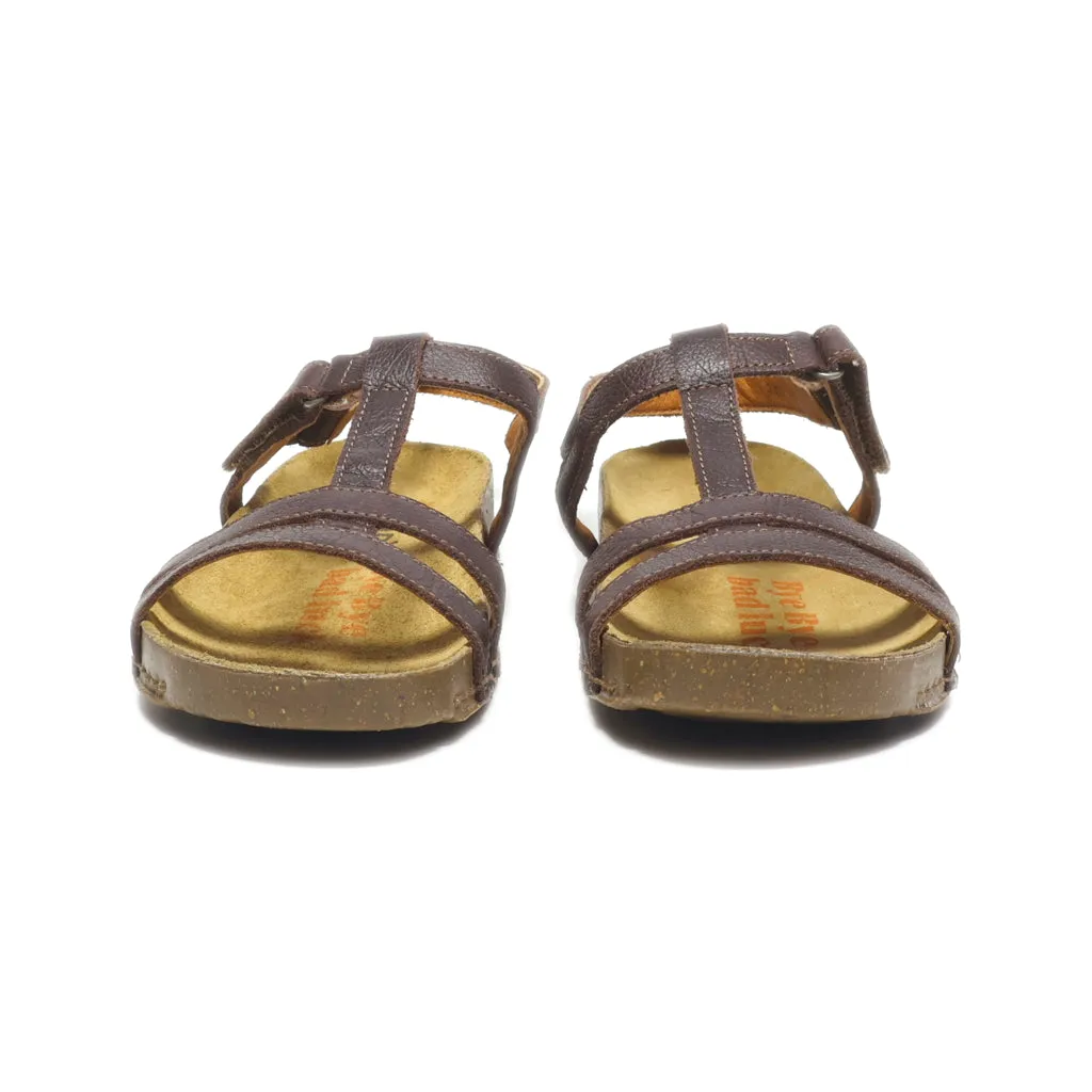 Art Flat Sandals Leather Brown Colour For Women