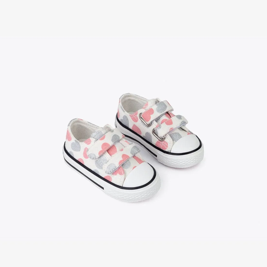 Baby's Hearts White Canvas Sneakers