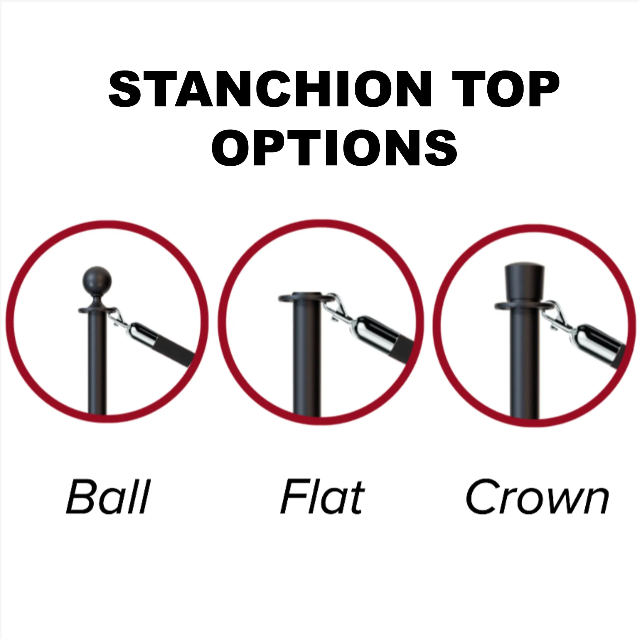 Ball Top Dual Rope Stanchion with Sloped Base - Montour Line CLineD