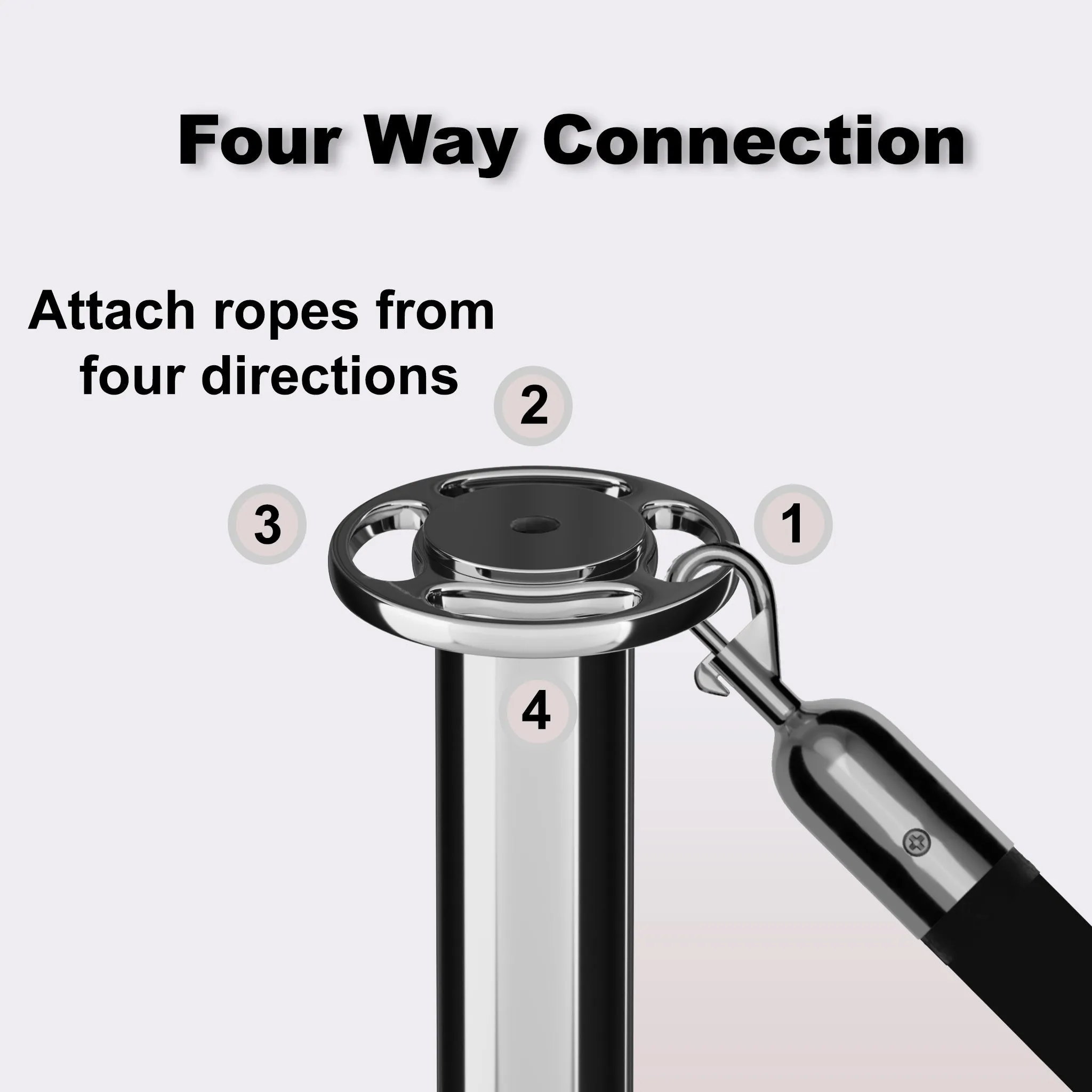 Ball Top Dual Rope Stanchion with Sloped Base - Montour Line CLineD