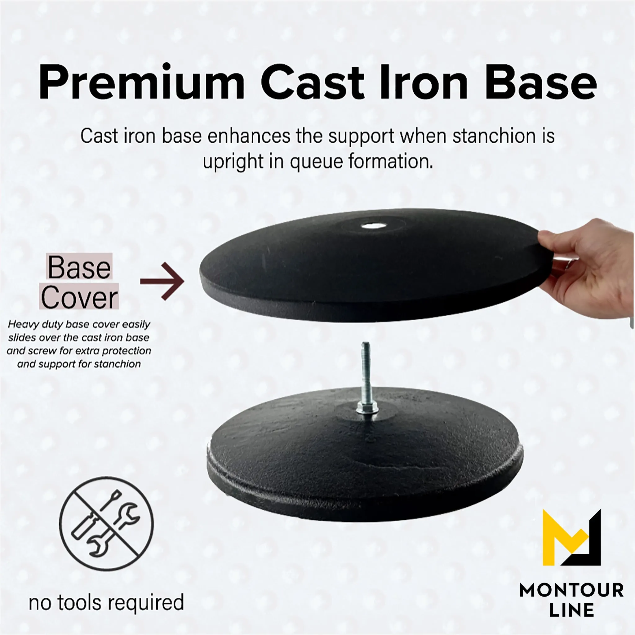 Ball Top Post and Rope Stanchion with Cast Iron Base - Montour Line CILine