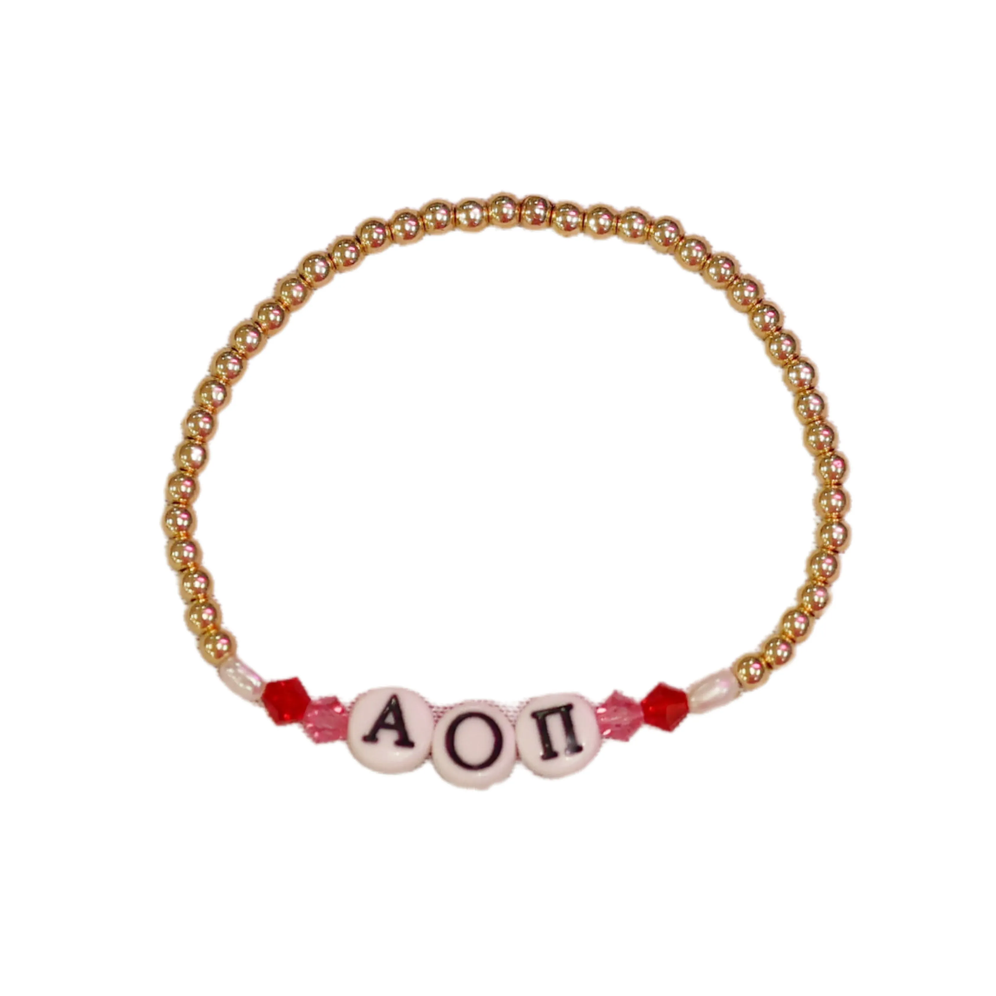 bara Boheme | "ALPHA OMICRON PI" Sorority Greek Letter Ball Beaded Bracelet