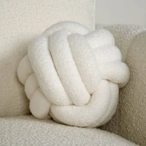 Beige Boucle Knot Ball Cushion - 27cm