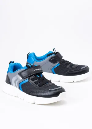 Black and blue mesh athletic sneaker