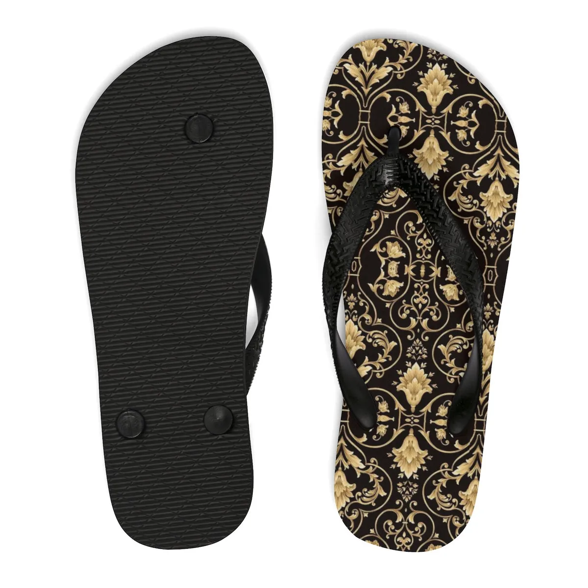 Black and Gold Unisex Flip-Flops