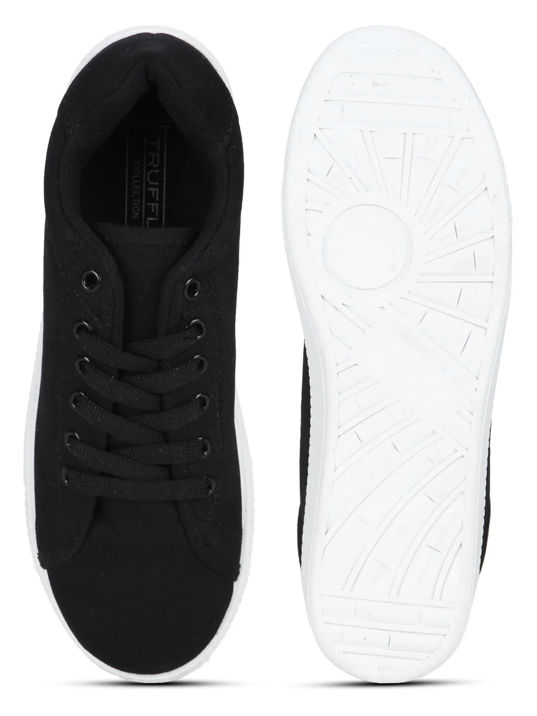 Black Canvas Lace-Up Sneakers