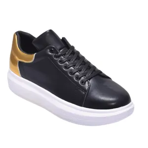 Black Leather Sneakers with Gold Detail - Prom & Professional