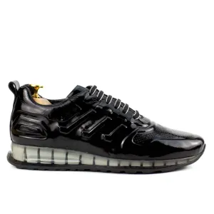 Black Patent Leather Sneakers | Platform High Sole