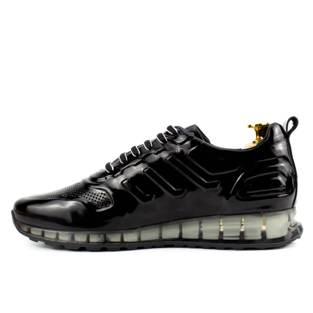 Black Patent Leather Sneakers | Platform High Sole