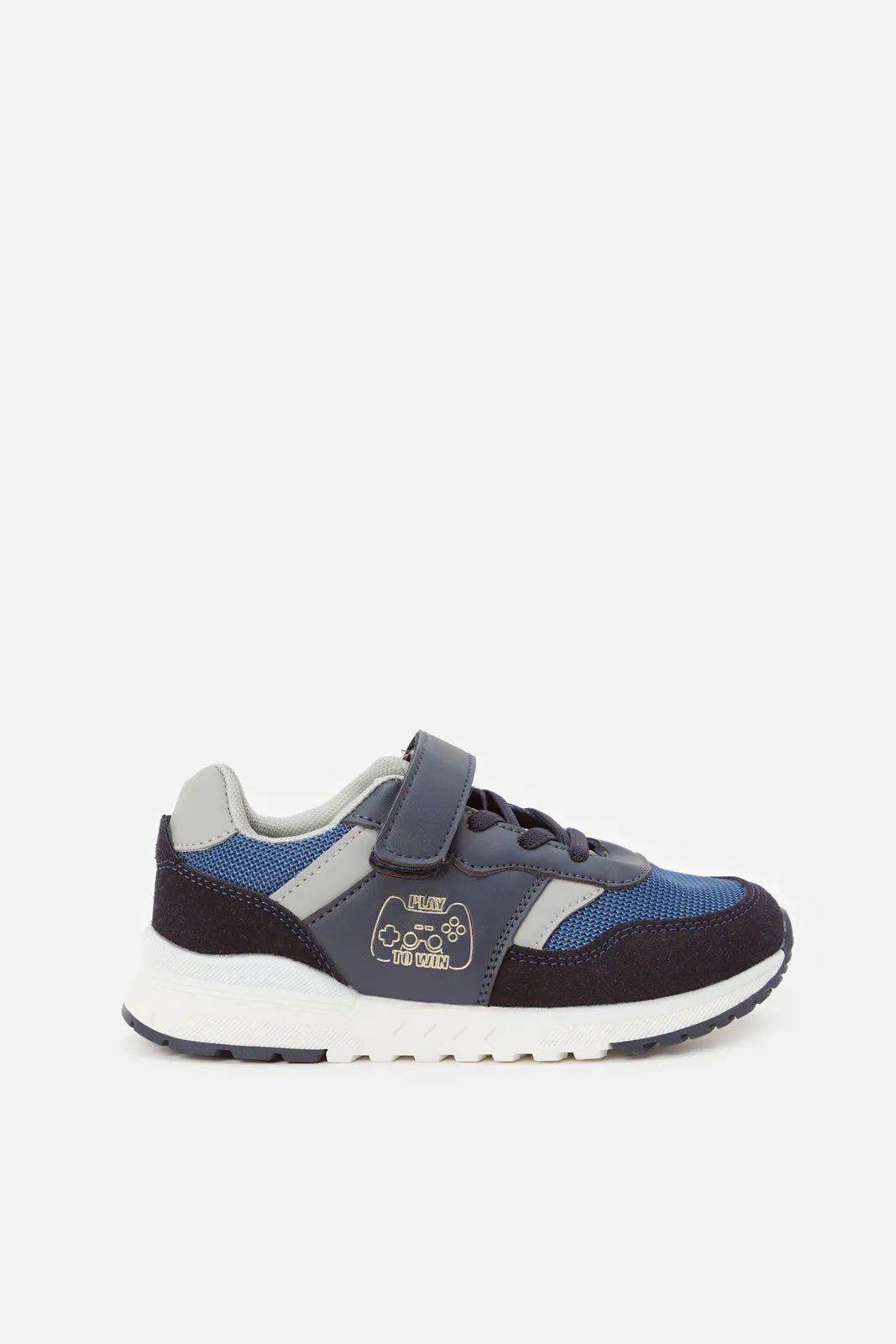 Boys Navy Colour Block Trainer