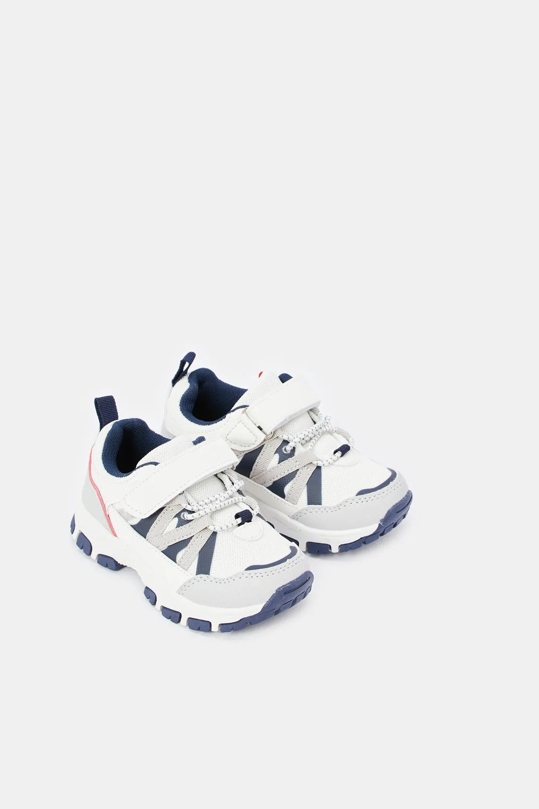 Boys White Color Block Sneakers