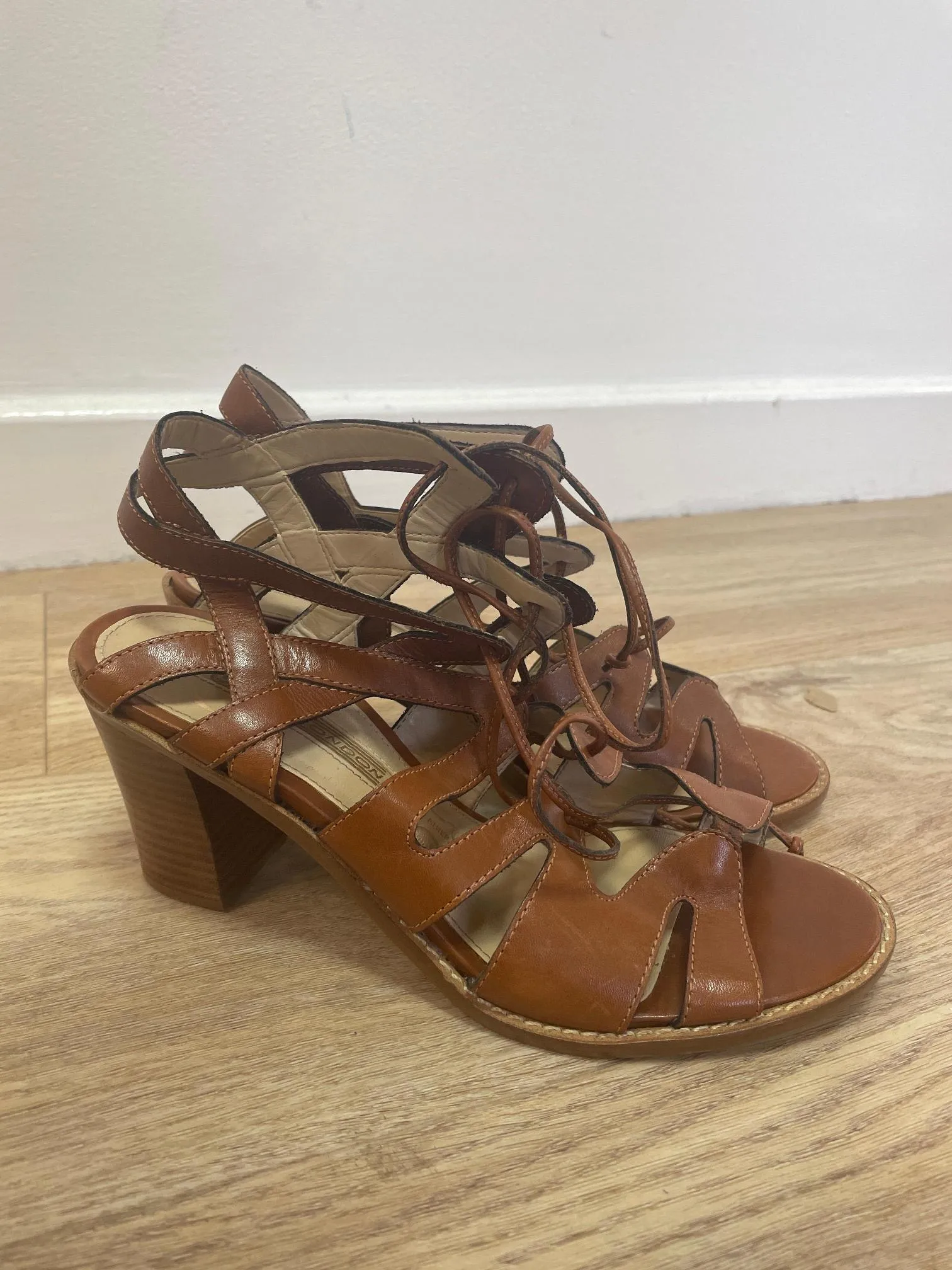 Brown heeled strappy sandals, Buffalo, Size 7