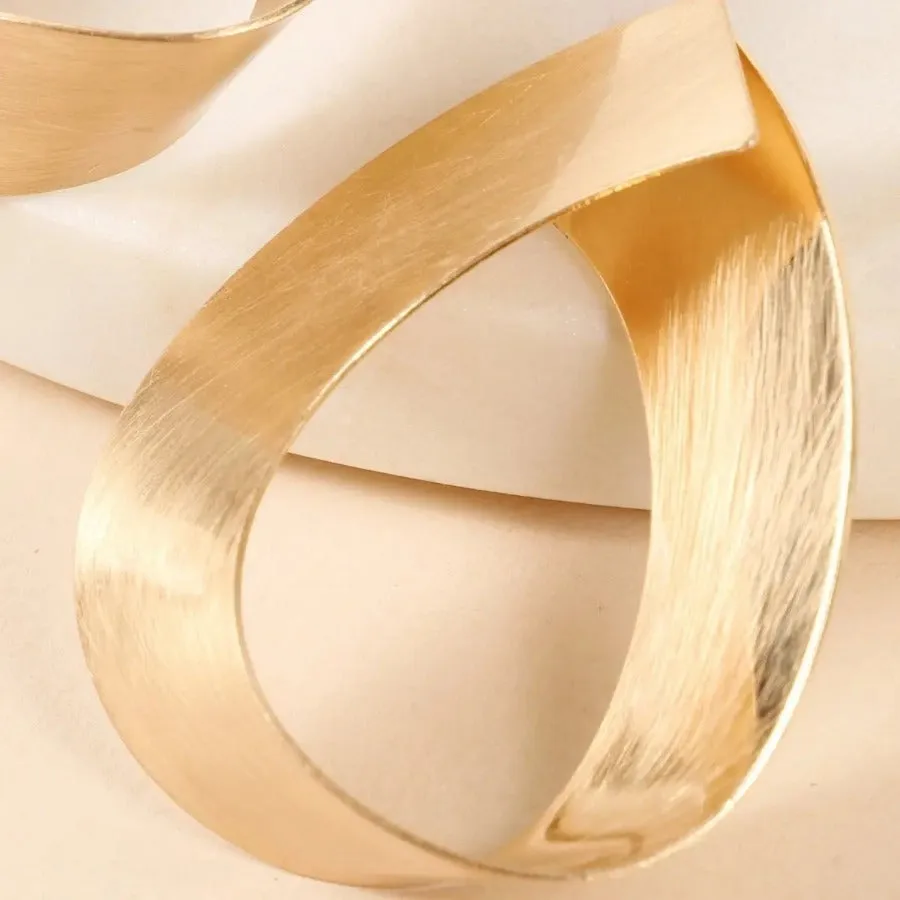 Brushed Metal Infinity Ribbon Earrings