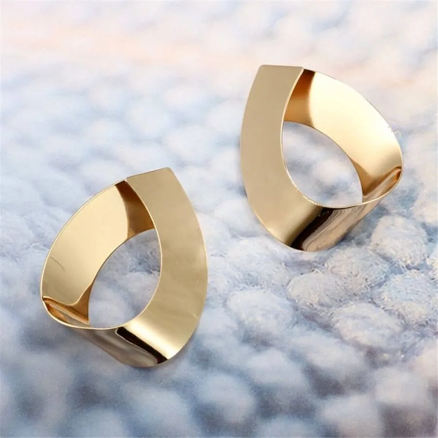 Brushed Metal Infinity Ribbon Earrings