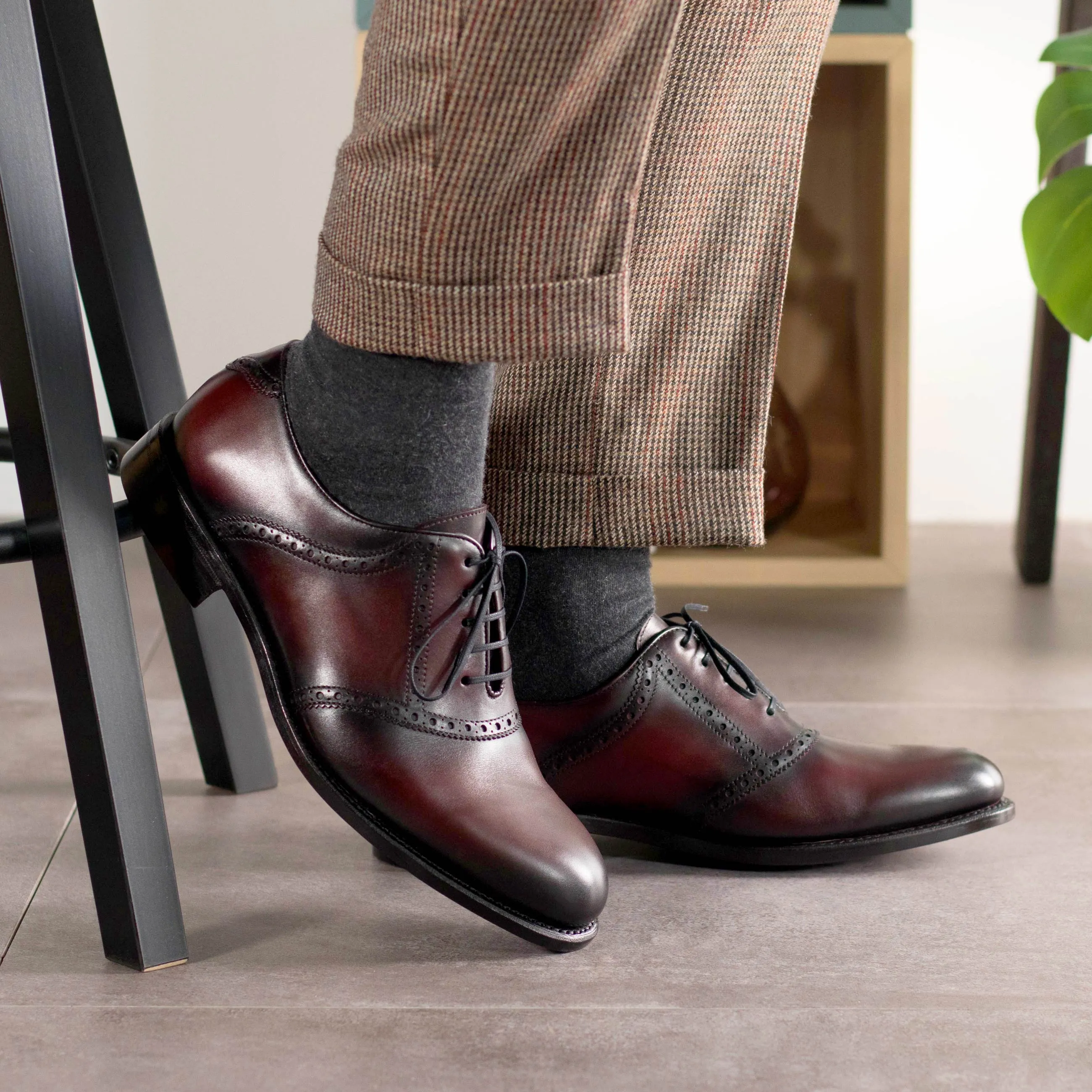 Burgundy Calf Saddle Shoes