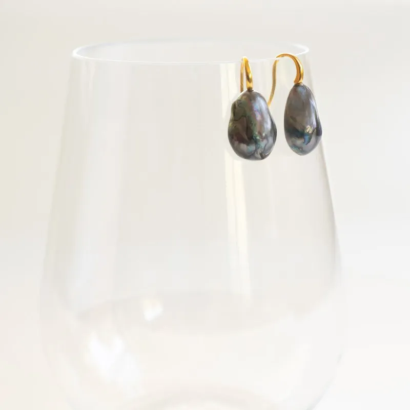 “Calypso” Teardrop Baroque Pearl Earrings