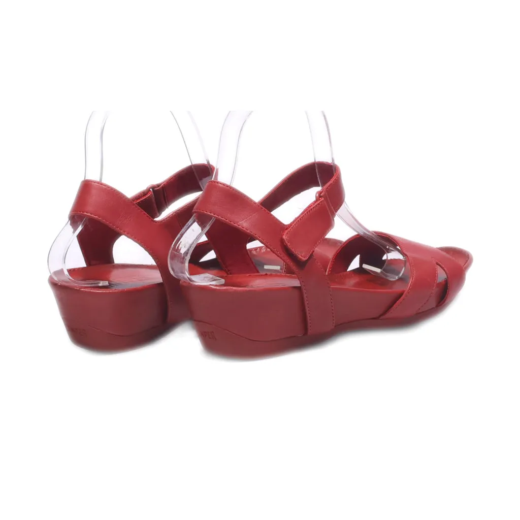 Camper Flat Sandals Leather Red Colour For Women