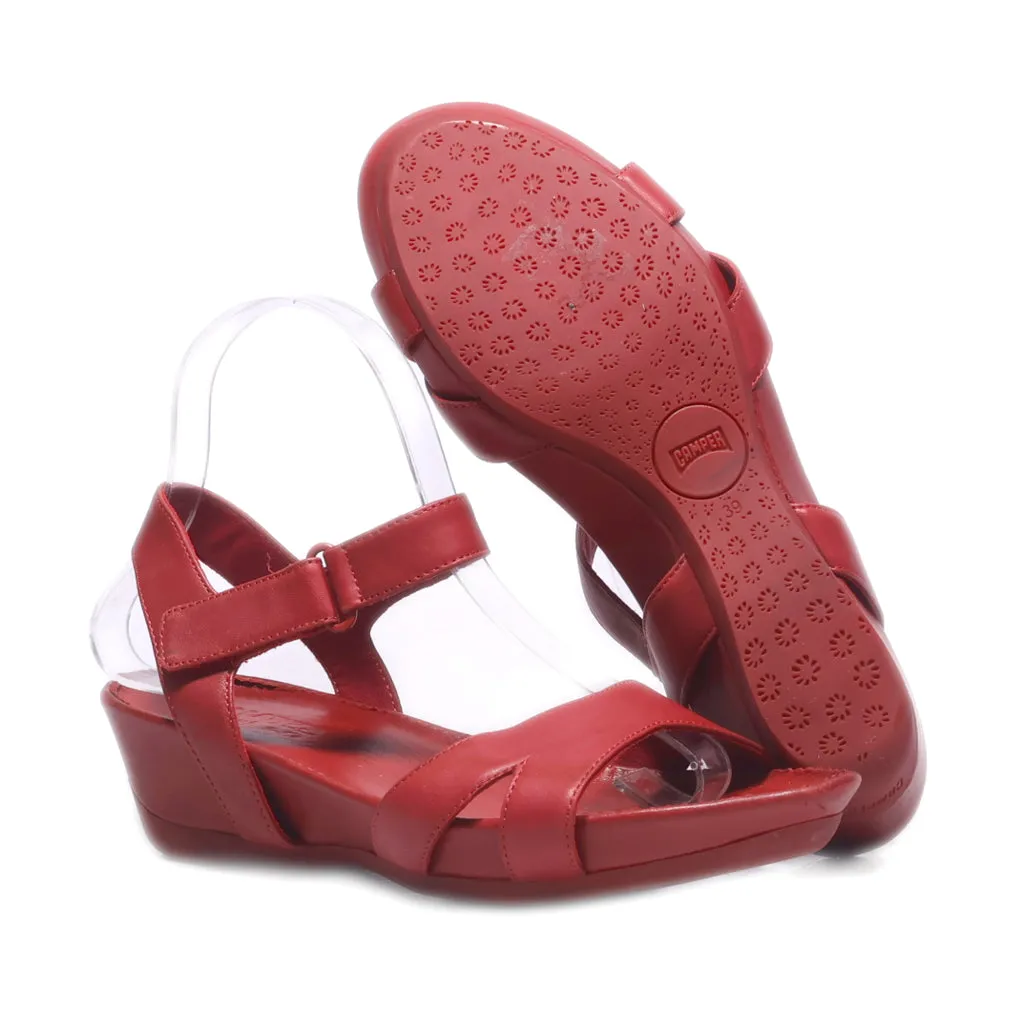 Camper Flat Sandals Leather Red Colour For Women