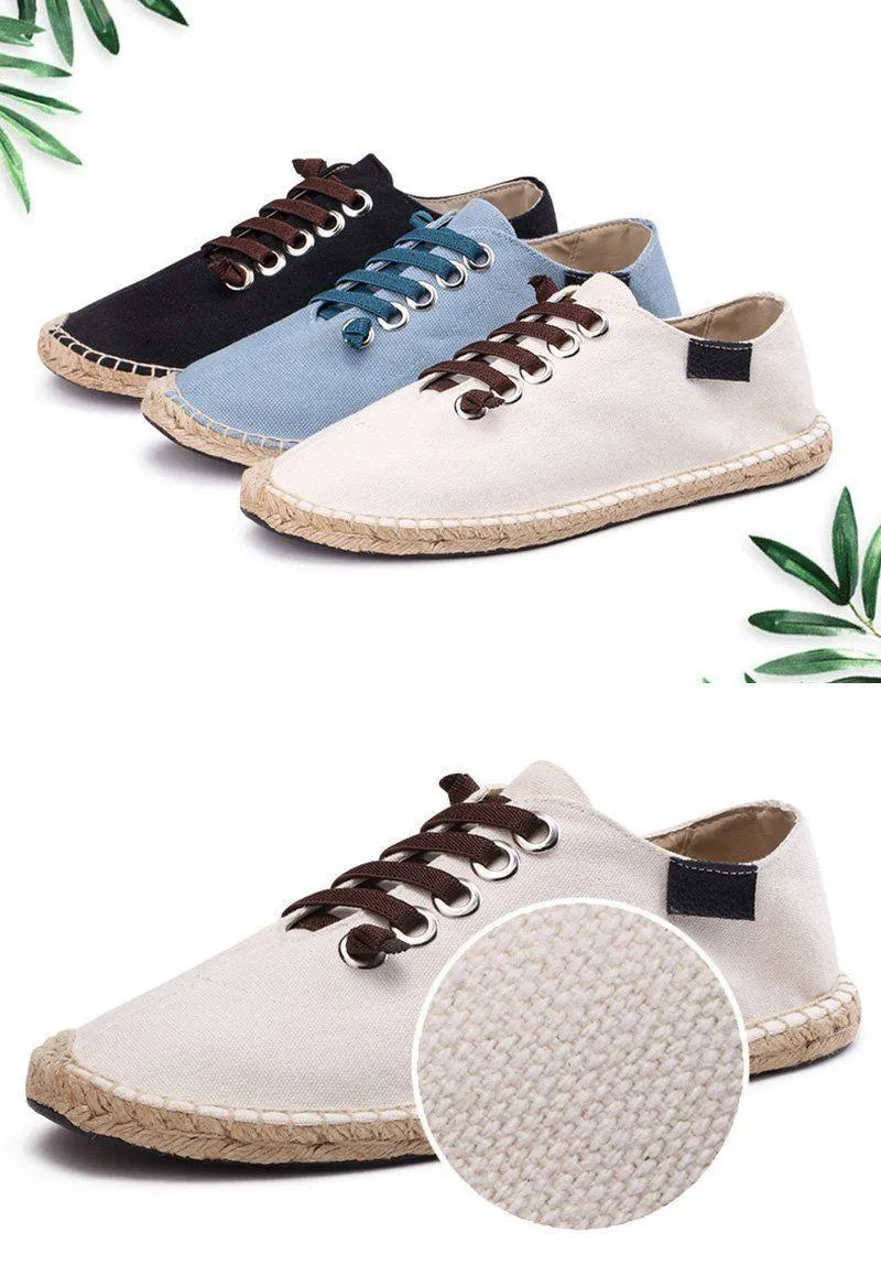 Canvas Men's Casual Shoes 2021 Flat Footwear Breathable Hemp Lazy Cool Young Man Shoes