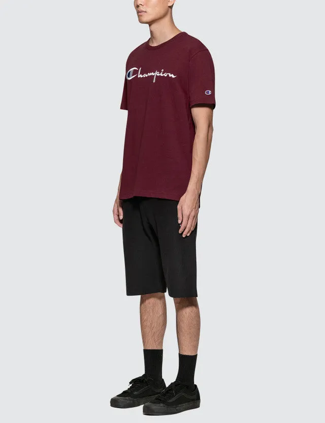 Champion Embroidered Big Script T-Shirt Burgundy